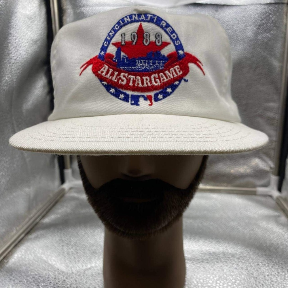 Vintage Cincinnati Reds 1988 All Star‎ Game Annco Hat Mens OS White Snapback MLB